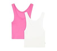 Hanes Womens Originals Rib Crop Tank Top 2-Pack, Comfywear Stretch Cotton Cropped Top, Pink Oleander/White, XXL