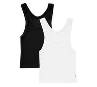 Hanes Women's Originals Rib Tank 2-Pack, Comfywear Stretch Cotton Cropped Top Pajama, White/Black, L (Pack of 2)