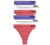 Hanes Women's Originals Seamless Rib Hi-Rise Cheeky Panties Pack, Assorted Colors, 6-Pack Briefs, White/Lively Lavender/Pink Begonia, M (Pack of 6)