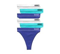 Hanes Women's Originals Seamless Rib Hi-Rise Cheeky Panties Pack, Assorted Colors, 6-Pack Briefs, White/Teal Tone/Bright Violet Indigo, M (Pack of 6)