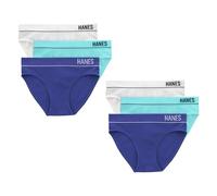 Hanes Women's Originals Seamless Stretch Rib Bikini Panties Pack, Assorted Colors, 6-Pack Style Underwear, White/Teal Tone/Bright Violet Indigo, M (Pack of 6)