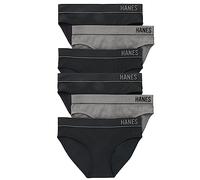 Hanes Women's Originals Seamless Stretch Rib Bikini Panties Pack, Assorted Colors, 6-Pack Style Underwear, 4 Black/2 Heritage Grey Marle, S