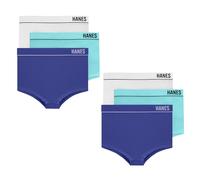 Hanes Women's Originals Seamless Stretchy Ribbed Boyfit Panties Pack, Assorted Colors, 6-Pack, White/Teal Tone/Bright Violet Indigo, XXL