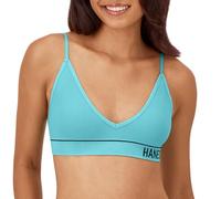 Hanes Women's Originals Seamless Triangle Bralette, Soft Ribbed Bra, ComfortFlex Fit, Opaque, Teal Tone, XXL