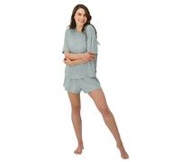 Hanes Women's Originals SuperSoft Comfywear Boxy T-Shirt & Sleep Shorts Set, Soft Celadon/Soft Celadon, L