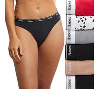 Hanes Women's Originals Thong Panties, Stretch Cotton Underwear, Assorted, 6-Pack, Basic Color Mix, L (Pack of 6)