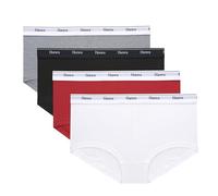 Hanes Women's Originals Underwear, Breathable Stretch Cotton Boyshort Panties, 4-Pack Boy Short, Shelton Red/Concrete Heather/White/Black, L (Pack of 4)