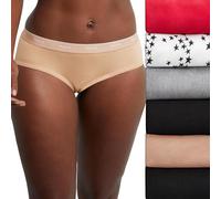 Hanes Women's Originals Underwear, Stretch-Cotton Hipster Panties, Assorted, 6-Pack, Basic Color Mix, S (Pack of 6)