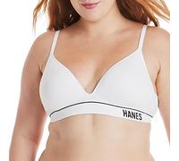 Hanes Womens Originals Wireless Seamless Rib Bralette, ComfortFlex Fit Wirefree Bra, White, S