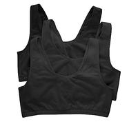 Hanes Women's Pack, Cotton Scoopneck Bralette, Low-Impact Sports Bra, 3-Pack, Opaque, Black/Black/Black, L (Pack of 3)