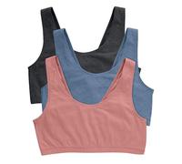 Hanes Women's Pack, Cotton Scoopneck Bralette, Low-Impact Sports Bra, 3-Pack, Opaque, Sky Grey Heather/Denim Jacket/Peach, M (Pack of 3)