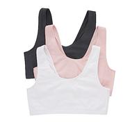 Hanes Women's Pack, Cotton Scoopneck Bralette, Low-Impact Sports Bra, 3-Pack, Opaque, Sky Grey Heather/Vintage Pink/White, XL (Pack of 3)