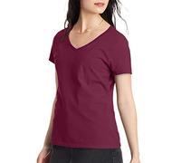 Hanes Women's Perfect-t V-Neck T-Shirt, Cotton Short Sleeve Tee, 1 Or 2 Pack, Maroon, X-Large (Pack of 2)