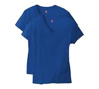 Hanes Women's Perfect-t V-Neck T-Shirt, Cotton Short Sleeve Tee, 1 Or 2 Pack, Deep Royal, Medium (Pack of 2)