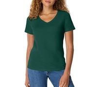 Hanes Women's Perfect V Neck Ring Spun Cotton Short Sleeve T-Shirt, Deep Forest Pack of 1, M