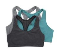 Hanes Women's Racerback Bralette Pack, Low Impact Sports Bra, Solid Or Assorted, 3-Pack, Opaque, Concrete Heather/Isle Green/Sky Grey Heather, S (Pack of 3)