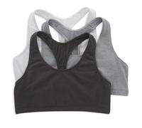 Hanes Women's Racerback Bralette Pack, Low Impact Sports Bra, Solid Or Assorted, 3-Pack, Opaque, White/Concrete Heather/Black, XS (Pack of 3)