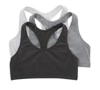 Hanes Women's Racerback Bralette Pack, Low Impact Sports Bra, Solid Or Assorted, 3-Pack, Opaque, White/Concrete Heather/Black, XS (Pack of 3)