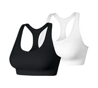 Hanes Women's Racerback Compression Support, Moisture-Wicking Stretch Sports Bra, 2-Pack, Black/White, M (Pack of 2)