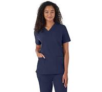 Hanes Women's Scrubs Healthcare Top, Moisture-Wicking Stretch Scrub Shirts, Ribbed Back Panel, Athletic Navy, M