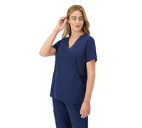 Hanes Women's Scrubs Healthcare Top, Moisture-Wicking Stretch Scrub Shirts, Ribbed Side Panels, Athletic Navy, M