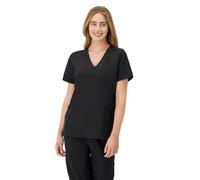 Hanes Women's Scrubs Healthcare Top, Moisture-Wicking Stretch Scrub Shirts, Ribbed Side Panels, New Ebony, L