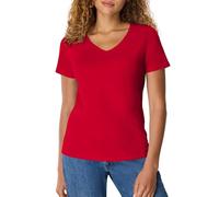 Hanes Women's Short Sleeve Nano-T V-Neck Tee, Deep Red, Large