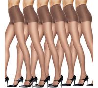 Hanes Women's Silk Reflections Control Top Reinforced Toe 718-Multiple Packs Available Pantyhose, 20 den, Barely There, E-F (Pack of 6)