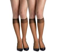 Hanes Women's Silk Reflections Toe Silky Sheer Knee-high Stockings Hosiery, 20 den, Gentle Brown, One Size (Pack of 2)