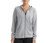 Hanes Women's Slub Knit Full, Textured Cotton Zip-up T-Shirt Hoodie, Dada Gray Pe Heather, XXL