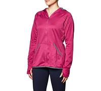 Hanes Women's Sport Performance Fleece Full Zip Hoodie, Fresh Berry Heather/Dada Grey Binding, XL