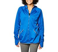 Hanes Women's Sport Performance Fleece Full Zip Hoodie, Awesome Blue Heather/Dada Grey Binding, M