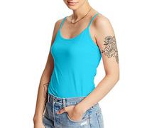 Hanes Women's Stretch Cotton Cami with Built-in Shelf Bra, Flying Turquoise, Large
