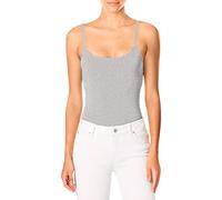 Hanes Women's Stretch Cotton Cami with Built-in Shelf Bra, Grey Heather, Large