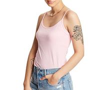 Hanes Women's Stretch Cotton Cami with Built-in Shelf Bra Shirt, Paleo Pink, Small