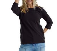 Hanes Women's Stretch Cotton Raglan Sleeve Tee, Black, Large