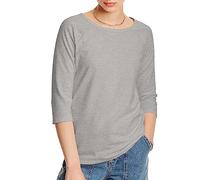 Hanes Women's Stretch Cotton Raglan Sleeve Tee, Grey Heather, X Large