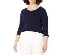 Hanes Women's Stretch Cotton Raglan Sleeve Tee Shirt, Navy, XX-Large