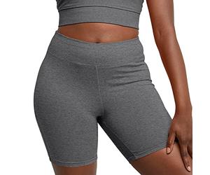 Hanes Women's Stretch Jersey Bike Short, Charcoal Heather, Large