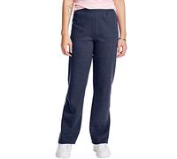 Hanes Women's Sweatpants, EcoSmart Fleece Sweatpants, Cotton-Blend Fleece Sweats, Mid-Weight Open Bottom Sweatpants for Women, Navy Heather, M