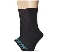Hanes Women's Ultimate Lightweight Vent Crew Sock 6-Pack Casual, Black, Shoe Size: 5-9 (Pack of 6)