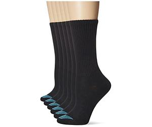 Hanes Women's Ultimate Lightweight Vent Crew Sock 6-Pack Casual, Black, Shoe Size: 8-12 (Pack of 6)