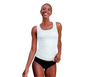 Hanes Women's Undershirt, Ribbed Value Pack, Comfortable 100% Cotton Tank Tops, 6-Pack, White, XL (Pack of 6)
