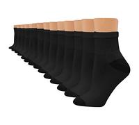 Hanes Women's Value, Ankle Soft Moisture-Wicking Socks, Available in 10 and 14-Packs, Black-14, 4-8 UK (Pack of 14)