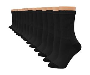 Hanes Women's Value, Crew Soft Moisture-Wicking Socks, Available in 10 and 14-Packs, Black-14, 4-8 UK (Pack of 14)