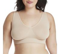 Hanes Womens Wireless Bra, Full-Coverage Pullover Stretch-Knit Bra, Smoothing T-Shirt Bra, Nude, L