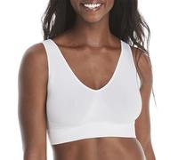 Hanes Womens Wireless Bra, Full-Coverage Pullover Stretch-Knit Bra, Smoothing T-Shirt Bra, White, XL