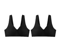 Hanes Women's Wireless, Smooth Comfort Full-Coverage T-Shirt Bra, Single, Opaque, Black/Black, 2-Pack, XXL (Pack of 2)