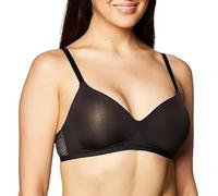Hanes Women's Wireless T-Shirt, Oh So Light Wirefree Bra, ComfortFlex Fit, Comfort Foam, Semi-Sheer, Black/Nude, XXL