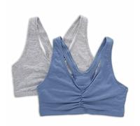 Hanes Womens X-Temp Wireless Bra Pack, Stretch Pullover Bra, Low-Impact Racerback Bra, 2-Pack, Heather Grey/Denim Jacket Blue Heather, M